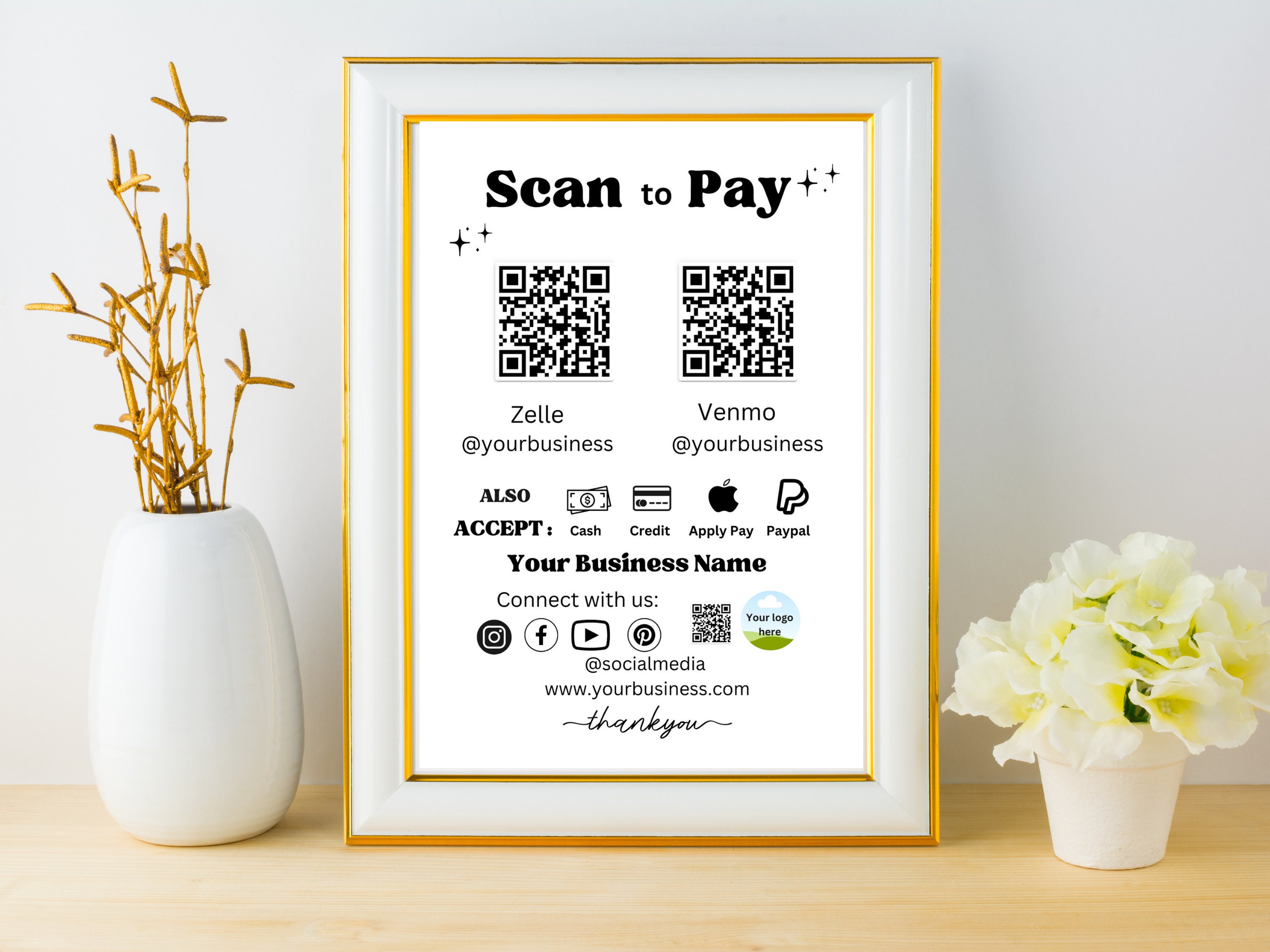 Editable Scan to Pay Sign QR Code Sign Template Canva, Printable ...