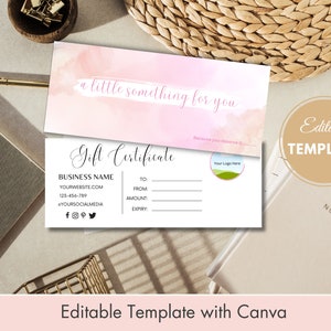 Minimal Gift Certificate Template Canva| A little something for you Gift Certificate| Editable Gift Voucher| Printable Gift Voucher on Canva