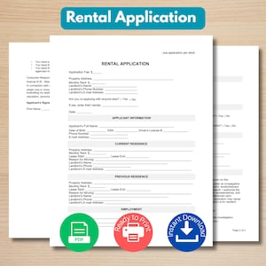 Formulario de solicitud de alquiler / Tamaño carta de EE. UU. / Archivo PDF / Descarga instantánea / Plantilla renal / Formulario de solicitud / Formulario comercial de solicitud de alquiler