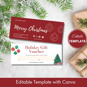 Christmas Gift Certificate Template | 2 Sides Editable Gift Voucher| Printable Gift Voucher| Minimalist Gift Certificate| Editable on Canva