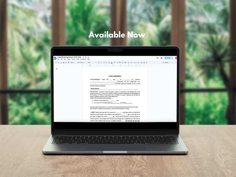 Lease Agreement Template | Us Letter Size | Editable Template | Instant ...