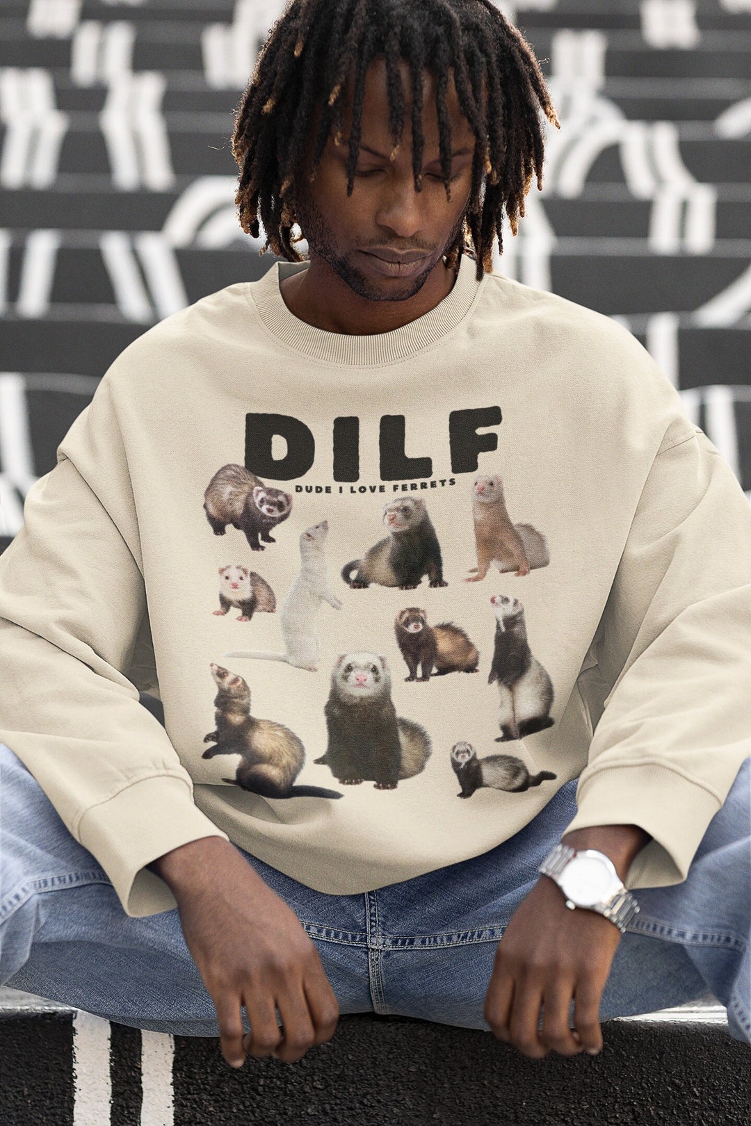 Funny Ferret Sweatshirt Ferret Parent Gift Ferret Lover Gift DILF