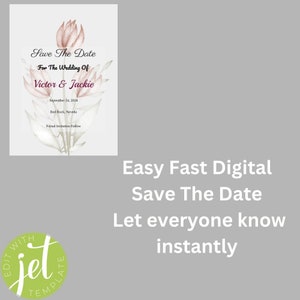 Floral Pink Flowers  PRINTABLE Wedding SAVE The Date Template, Digital Download, announcing wedding date, Save the Date Digital Template