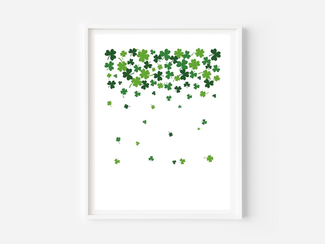 Falling Four Leaf Clovers Print | Printable Wall Art | Digital Download ...