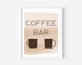 Coffee Bar with Brown Mugs Print | Printable Wall Art | Digital Download | Coffee | Coffee Bar | Coffee Bar Print | Coffee Print