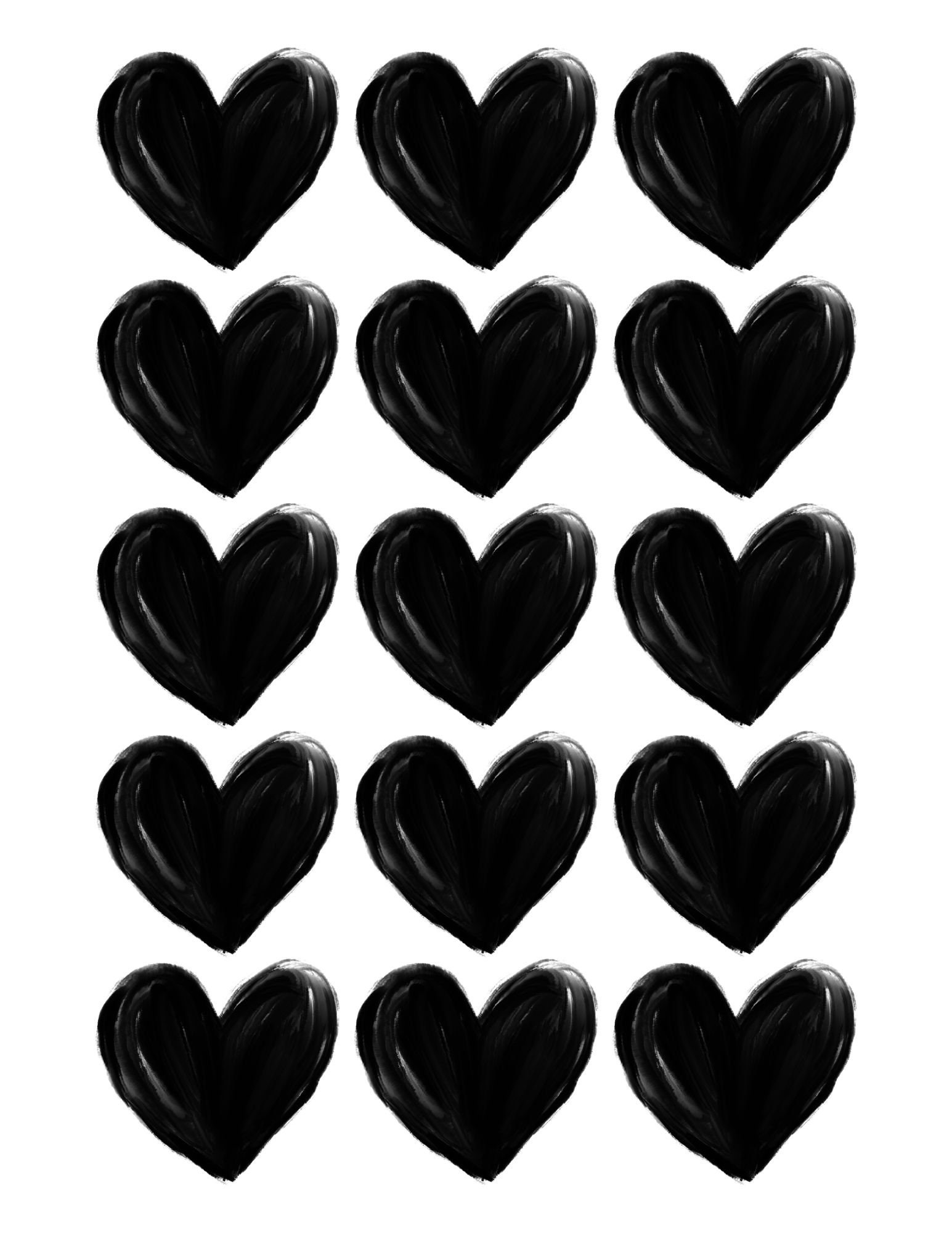 Rows of Black Hearts Valentine's Day Print Printable Wall Art Digital ...