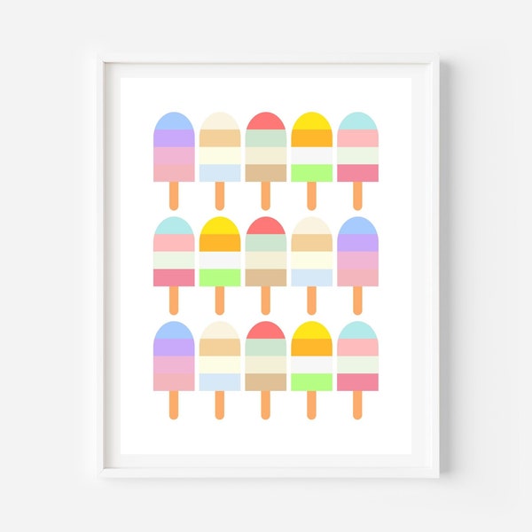 Popsicle Rows Print | Summer Print | Wall Art | Wall Printable | Summer Printable | Treat | Popsicles | Summer Treat | Kitchen Print