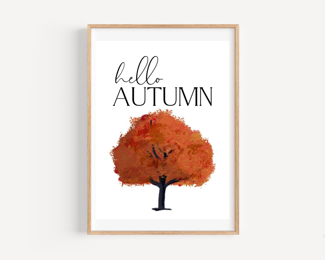 Hello Autumn Print Printable Wall Art Digital Download Wall Decor Fall ...