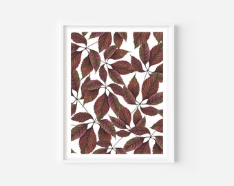 Brown Fall Leaves Print | Printable Wall Art | Digital Download | Wall Decor | Fall | Fall Decor | Thanksgiving Print | Thanksgiving Art