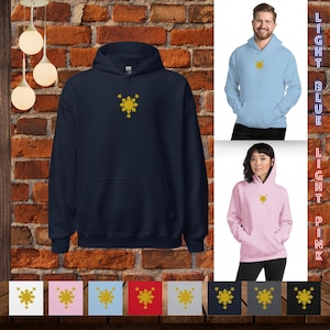 Sun and Stars Embroidered Hoodie | Philippine Flag-Inspired Embroidered Hoodie | Filipino-Inspired Unisex Pull-Over Hoodie