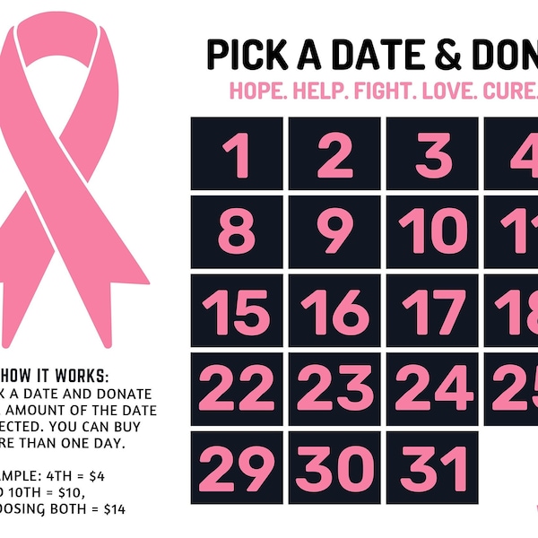 Breast Cancer Calendar Etsy