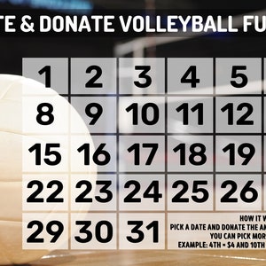 Volleyball Fundraiser  - Pick a Date & Donate! Calendar Fundraiser, Pick a Date to Donate Printable, Fundraiser, Digital Template