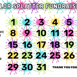 Color Fun Run Fundraiser  - Pick a Date & Donate! Calendar Fundraiser, Pick a Date to Donate Printable, Fundraiser, Digital Template