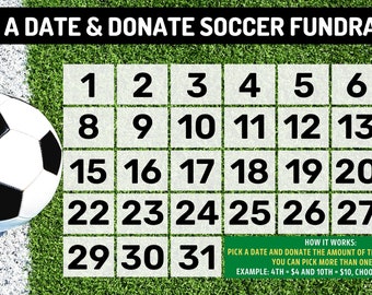 Soccer Fundraiser Pick a Date & Donate Calendar Fundraiser, Pick a Date to Donate Printable, Fundraiser, Digital Template - Etsy soccer-fundraiser-pick-a-date-donate-calendar-fundraiser-pick-a-date-to-donate-printable-fundraiser-digital-template-etsy