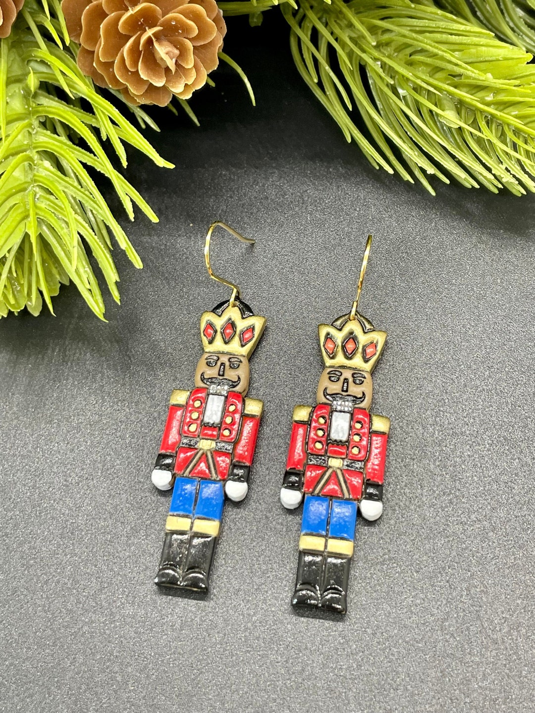 Christmas Nutcracker Earrings Hand Painted Earrings Holiday Etsy