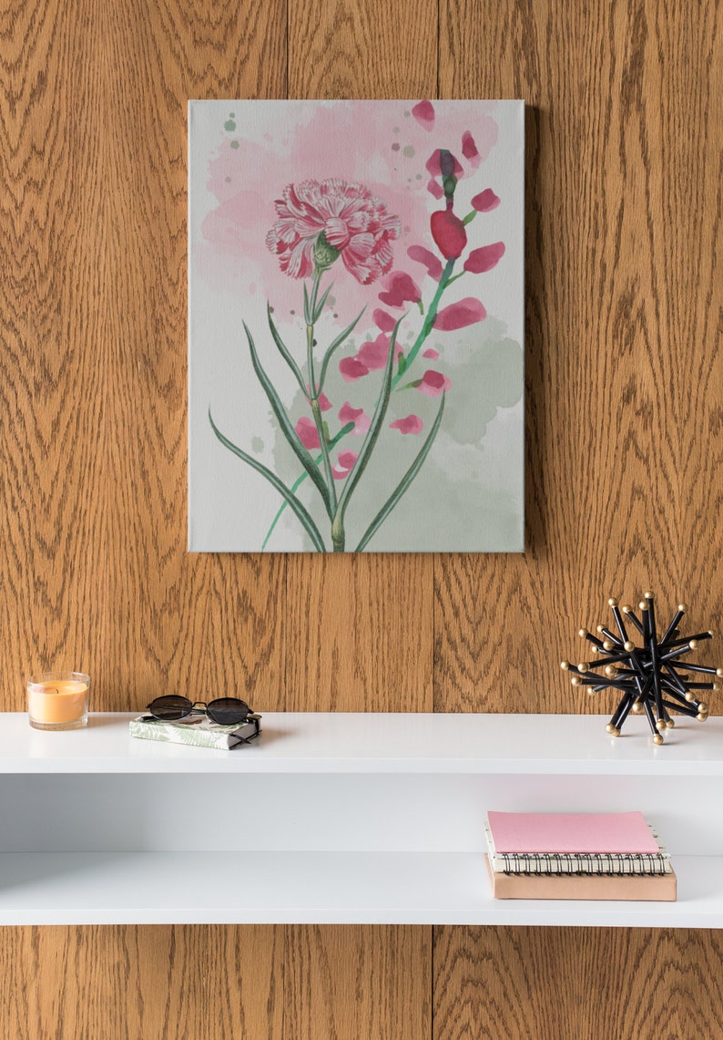 Pink Watercolor Floral Wall Art Organic Artwork Digital - Etsy