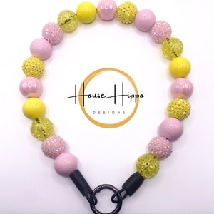 Pink Lemonade beaded dog collar, collar, dog collar, dog necklace, summer dog collar, yellow dog collar, pink dog collar