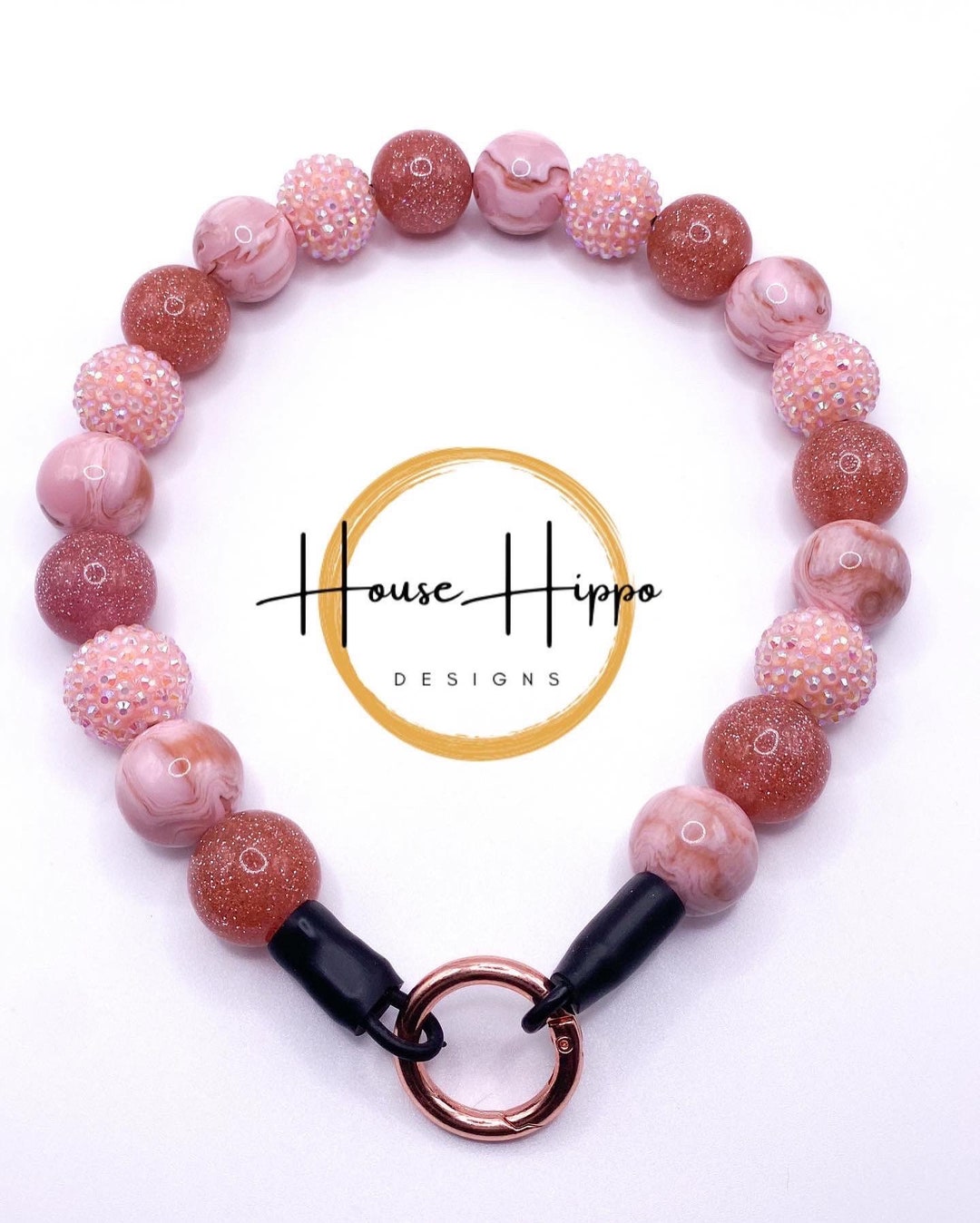 Rose Gold Beaded Dog Collar Necklace Dog Pearls Pink Dog Etsy