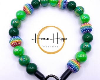 Rainbow charms dog collar, St Patrick’s day dog collar, St Patrick’s day dog necklace, dog necklace, green dog collar, rainbow dog collar