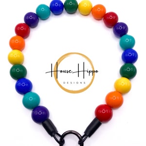 Rainbow beaded dog collar