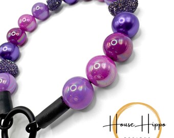 Purple heart rhinestone dog collar necklace