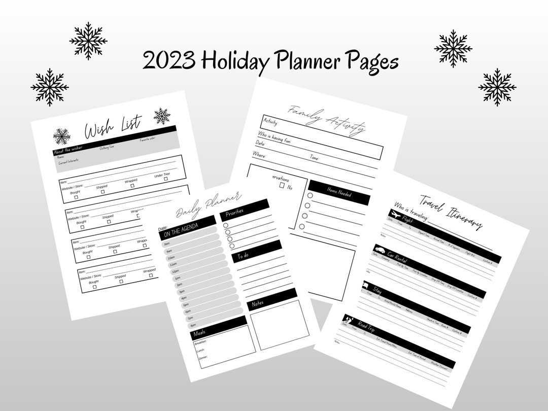 Holiday Planner 2023 Printable Pdfs Wish List Family Etsy
