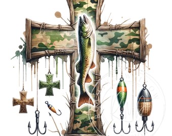 Camo Cross Fishing Png, Christian Fishers of Men Png, Bible Nature ...