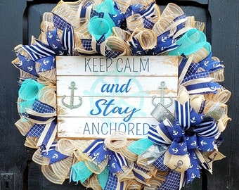 Nautical Wreath, Beach Wreath, Cabin Wreath, Lakehouse Wreath, Anchor Wreath, Coastal Wreath, Anchor Decor