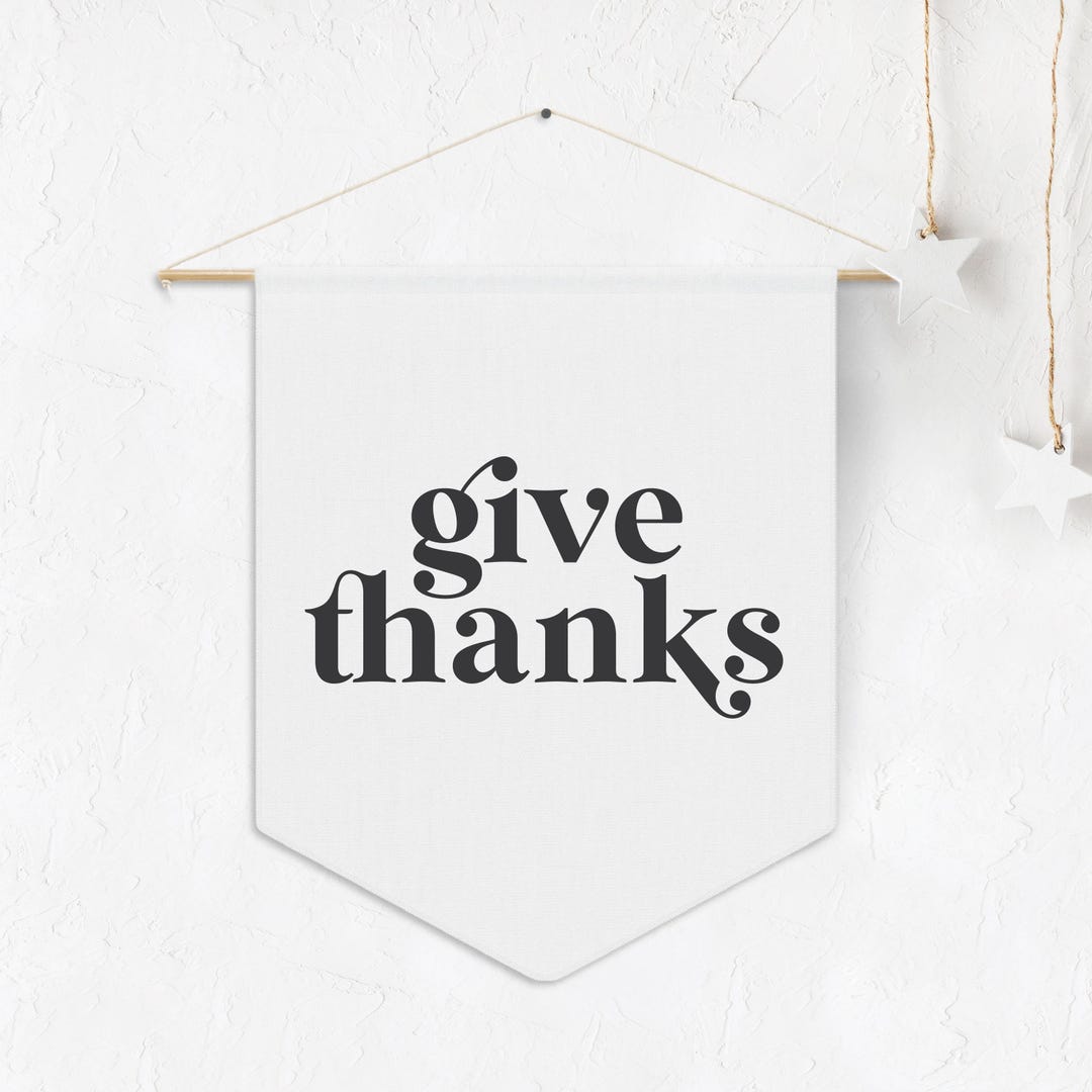 Thanksgiving Pennant Wall Art Sign, Give Thanks Banner, Fall Decor ...