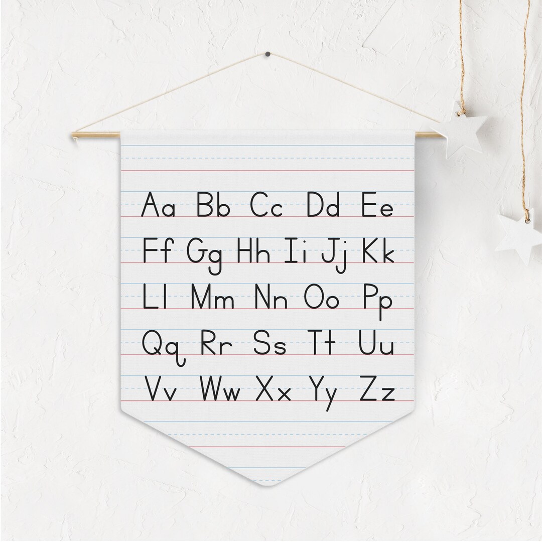 Alphabet Pennant Wall Art, Handwriting Chart, Classroom Decor, Playroom