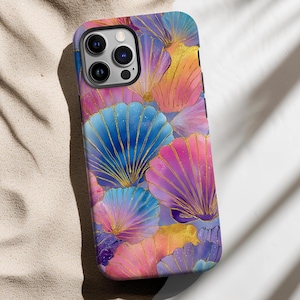 Summer Beach Aesthetic Sea Shell Luxe Glam Cell Phone Case, Floral iPhone Samsung Case, Gift For Her, Trendy Phone Case, Birthday Gift