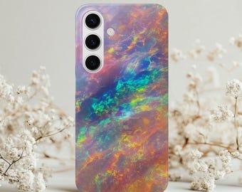 Funda de lujo para teléfono móvil con cristales arcoíris de ópalo, funda con piedras preciosas de geoda para iPhone y Samsung, regalo de moda para ella, regalo de cumpleaños, regalo de Navidad