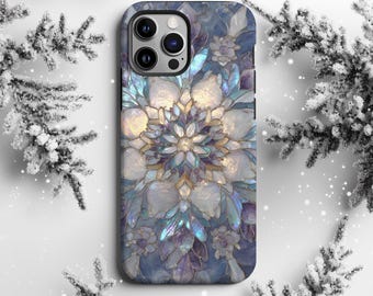 Funda para teléfono móvil con vitrales iridiscentes y glamorosa para Navidad, funda para iPhone y Samsung para las fiestas de invierno, regalo de moda para ella, cumpleaños