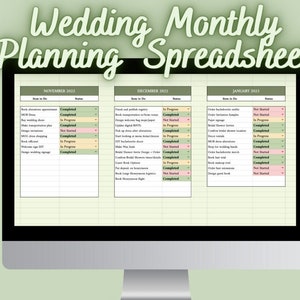 Wedding Monthly Planning Spreadsheet | Digital Planning Spreadsheet