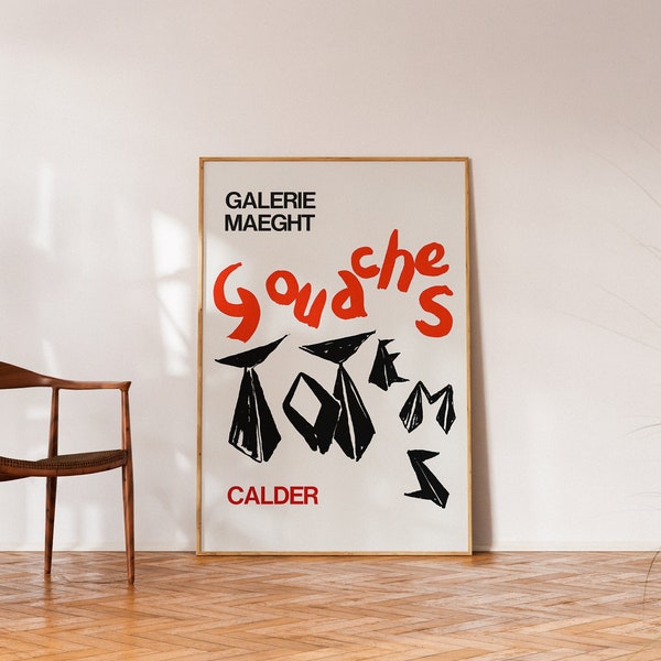 Eco Print | 1966 Alexander Calder, Gouaches Totems, Galerie Maeght Exhibition Poster, Mid Century Art Print