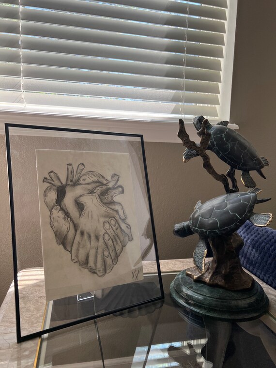 Heart Two Hands Connecting Drawing Etsy