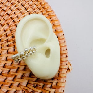 TIQUE Handmade Cuff Earring | White Pearls | Colombian Jewelry | Artisan Craft | Unique Gift Idea for Her | Adjustable Design