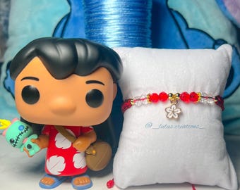 Lilo Inspired Bracelet, Hawaiian Flower Charm, Disney Handmade