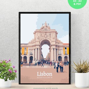 LISBON Print, Lisbon Illustration, Portugal print, Lisbon Arch, Lisbon Print, Lisbon Art, Printable wall art. Ready made to print out