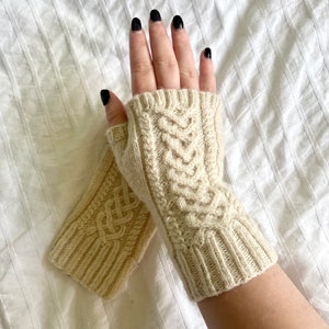 Knitting Pattern Fingerless Gloves, Mittens Pattern, Handwarmers, Cabled Gloves, Cable Pattern, Magic Loop Method Mitten Pattern, Pdf File