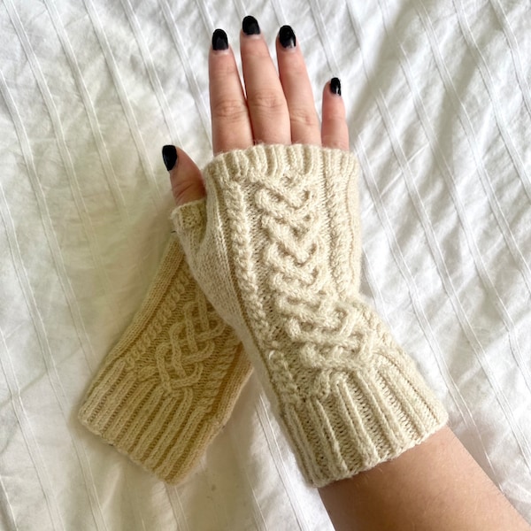 Knitting Pattern Fingerless Gloves, Mittens Pattern, Handwarmers, Cabled Gloves, Cable Pattern, Magic Loop Method Mitten Pattern, Pdf File