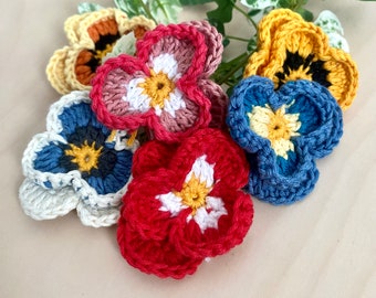 Pansy Crochet Pattern: Easy Flower Appliqués (PDF Download)