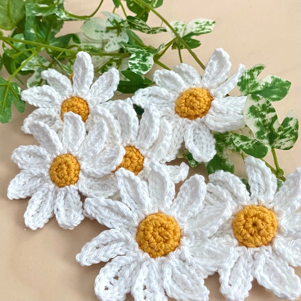 DAISY CROCHET PATTERN | Instant pdf download | Flower Pattern Handmade | Easy Crochet Flower Appliqués | Flowers Decor | Realistic Crochet