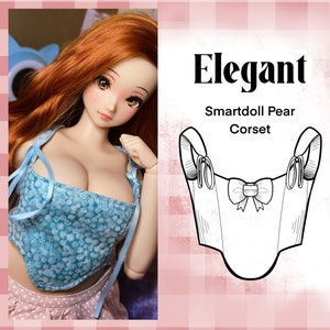 May include: A line drawing of a corset with a bow on the front. The text "Elegant Smartdoll Pear Corset" is above the drawing.