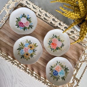 Elegant Floral Ring Dish- Custom Hand Painted Trinket Dish