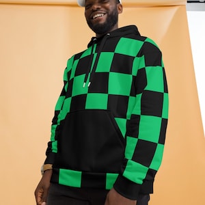 Green checkered hoodie hot sale