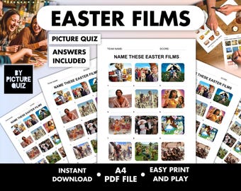Easter Films Printable Pub Quiz Picture Round • Easter Sunday Picture Trivia • Family Quiz • Digital Download Film Quiz • Easter Movies game