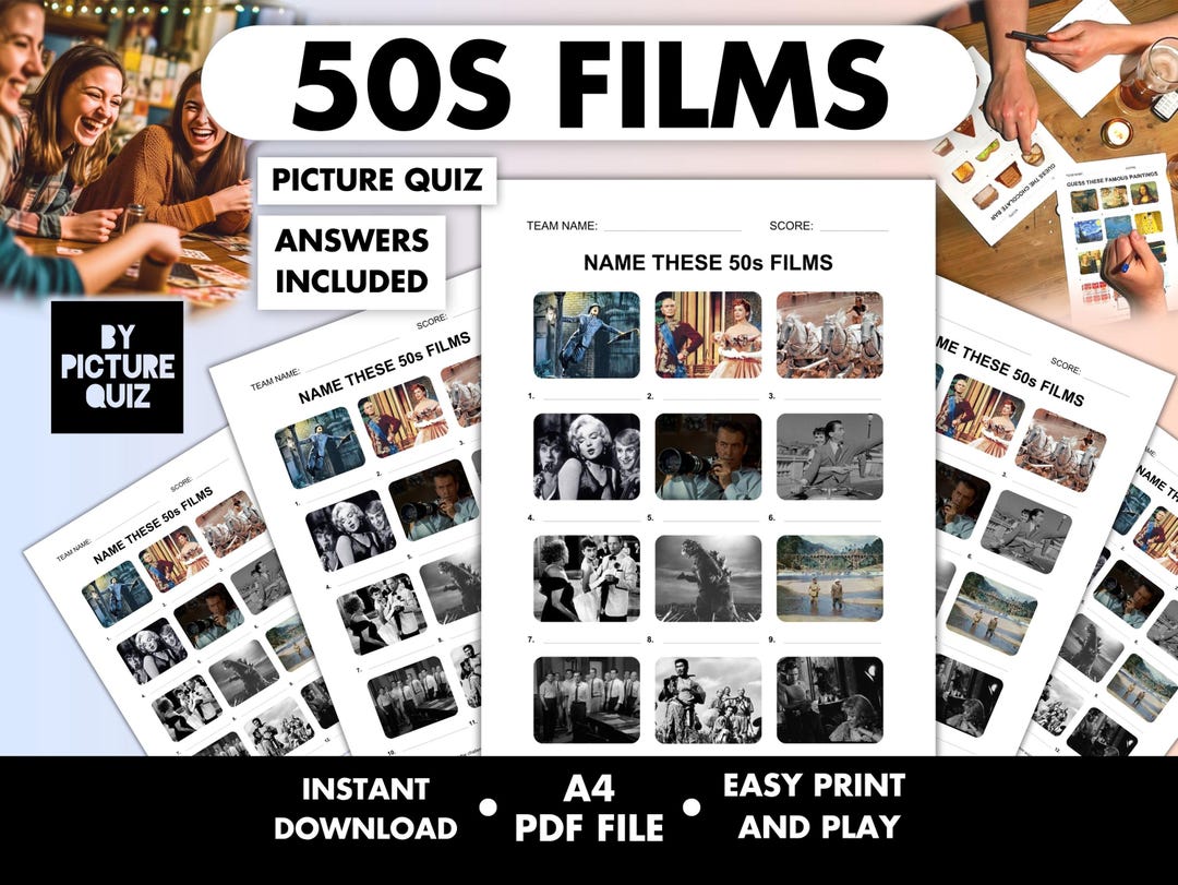 50s Films Picture Quiz • Name the Film Trivia • 50s Movies Pub Quiz