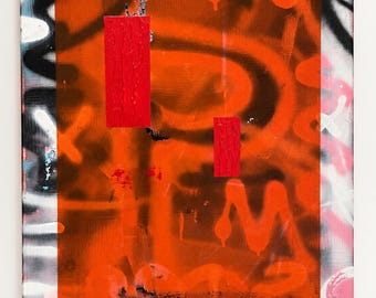 Pintura abstracta original de Luke Dawson, edición única, firmada, acrílica y en aerosol.