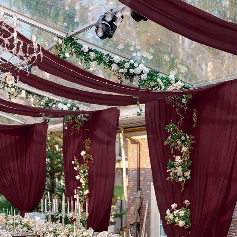 BURGUNDY Ceiling Drapes Wedding Arch Draping 5ftx20ft Etsy